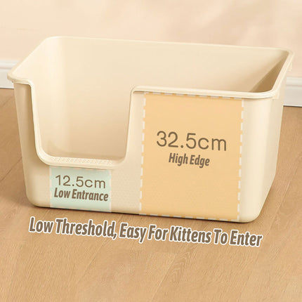 Cat Litter Box Large Semi Milk Coffee Colour Toilet High Sided Odour Control