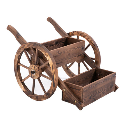 Creative Wagon Style Wooden Flower Pot Planter Box for Garden Patio Display Use