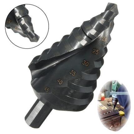 Spiral Nitriding Step Drill Bit Multi Hole Cutter 10-45mm 8 Step Sizes Cutting