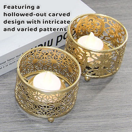 4PCS Hollow Candle Tray Iron Cutout Romantic for Home Wedding Party Decor Use