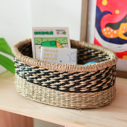 Straw Woven Storage Basket Storage Box For Home Bedroom Living Room Decorative