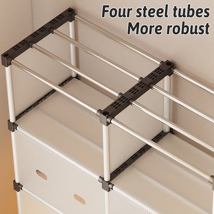 5 Tier Double Row Bookshelf Storage Rack with Doors Dustproof for Home Office