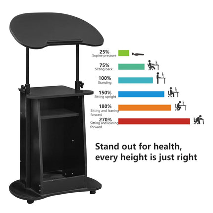 Mobile Height Adjustable Sofa Side Table Computer Desk with Wheels Space Saving