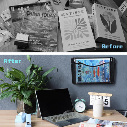 File Organizer Mesh Wall Mounted Rack Magazine Holder Storage Basket for Office
