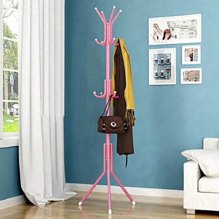 Metal Floor Coat Rack 175cm with Hooks Triangular Base for Home Entryway