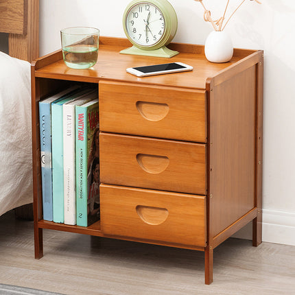 Bamboo Bedside Table with Drawer Sturdy Storage Organizer for Home Bedroom Use