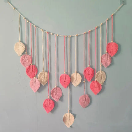 Bohemian Wall Hanging Cotton Cord Wood Bead Tassel Wall Tapestry Photo Decor