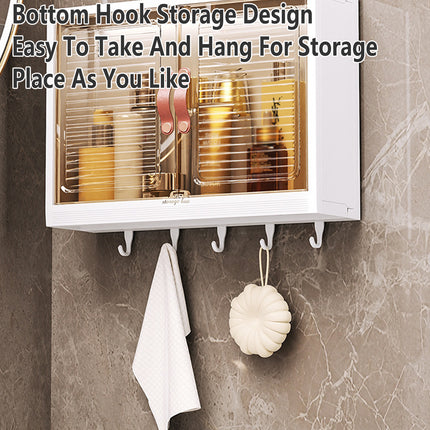 Bathroom Wall Mounted Storage Box Transparent Cabinet Rack Organizer Toiletries