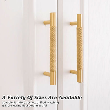 Light Luxury Cabinet Handle Full Copper Gold Straight Knurled Drawer Door Pull