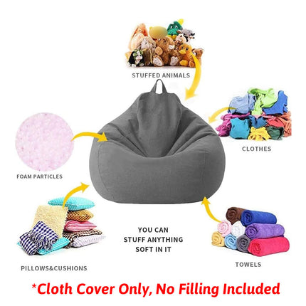 Large Bean Bag Chair Sofa Cover in Grey with Durable Fabric 120×100cm