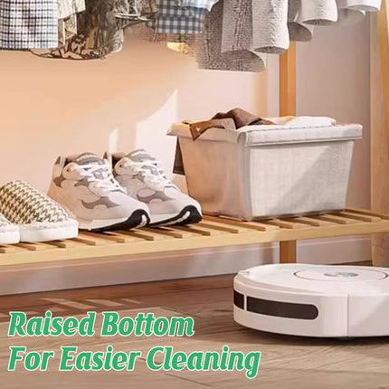 Bamboo Floor Standing Clothes Rack Multi Functional Clothes Cabinet Sturdy