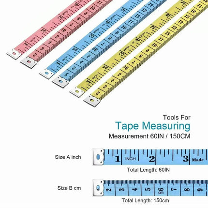 6/12x Body Measuring Ruler Sewing Cloth Tailor Tape Measure Soft Flat 60inch1.5m - Aimall