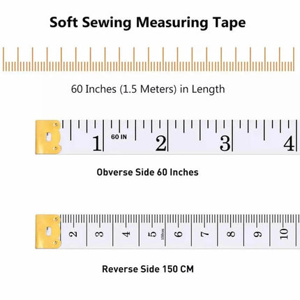 6/12x Body Measuring Ruler Sewing Cloth Tailor Tape Measure Soft Flat 60inch1.5m - Aimall