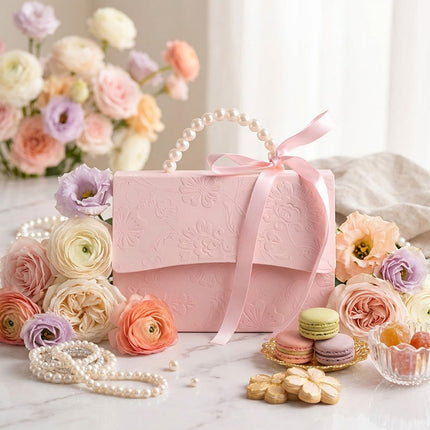 20pcs Pink Pearl Handle Gift Box Set Wedding Favour Candy Party Packaging