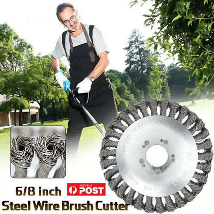 6/8" Weed Brush Steel Wire Trimmer Wheel Garden LawnMower Head Tool Grass Cutter - Aimall