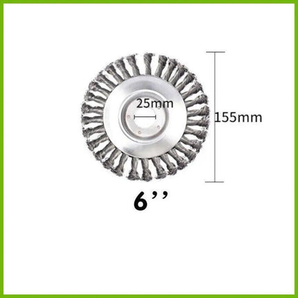 6/8" Weed Brush Steel Wire Trimmer Wheel Garden LawnMower Head Tool Grass Cutter - Aimall