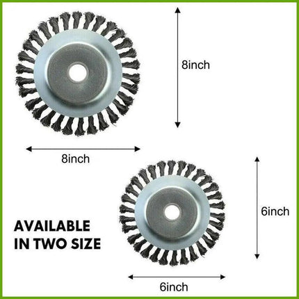 6/8" Weed Brush Steel Wire Trimmer Wheel Garden LawnMower Head Tool Grass Cutter - Aimall