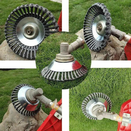 6/8" Weed Brush Steel Wire Trimmer Wheel Garden LawnMower Head Tool Grass Cutter - Aimall