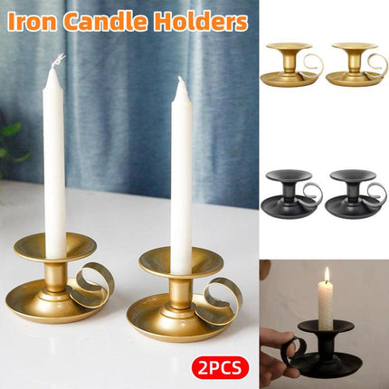 2pcs European Iron Candle Holders for Candlelight Dinner Decorative Lighting