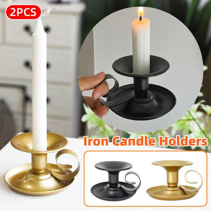 2pcs European Iron Candle Holders for Candlelight Dinner Decorative Lighting