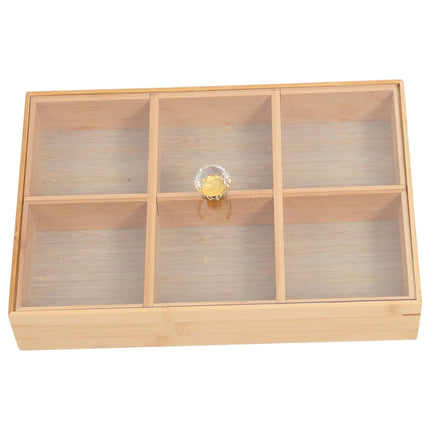 Bamboo 6-Compartment Snack Tray for Home Party Dry Fruit Candy Serving Platter