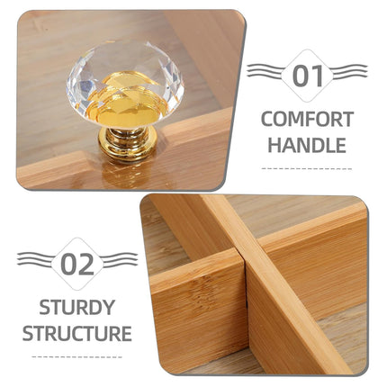 Bamboo 6-Compartment Snack Tray for Home Party Dry Fruit Candy Serving Platter