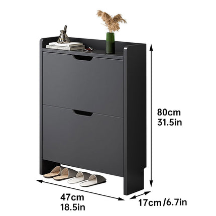 Ultra Thin Flip Down Shoe Cabinet Entryway Storage Organizer with 2 Doors