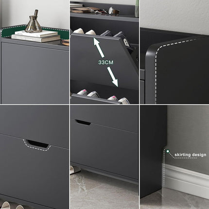 Ultra Thin Flip Down Shoe Cabinet Entryway Storage Organizer with 2 Doors