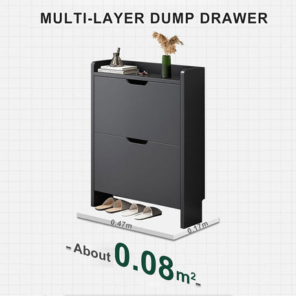 Ultra Thin Flip Down Shoe Cabinet Entryway Storage Organizer with 2 Doors