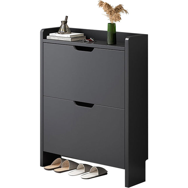 Ultra Thin Flip Down Shoe Cabinet Entryway Storage Organizer with 2 Doors