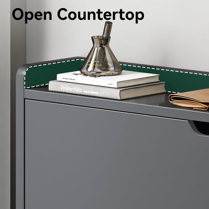 Ultra Thin Flip Down Shoe Cabinet Entryway Storage Organizer with 2 Doors