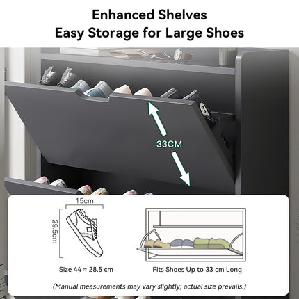 Ultra Thin Flip Down Shoe Cabinet Entryway Storage Organizer with 2 Doors