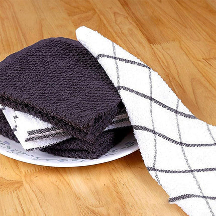 12PCS Cotton Dish Towel Set Black White Checkered Kitchen Napkin Cleaning Cloths