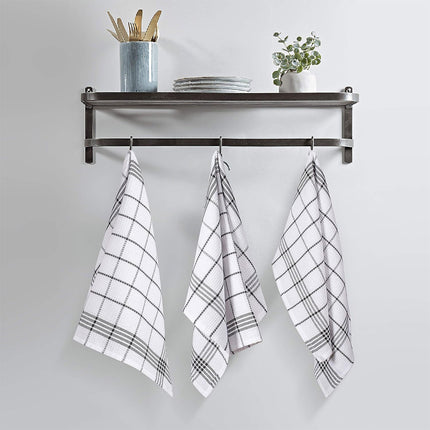 12PCS Cotton Dish Towel Set Black White Checkered Kitchen Napkin Cleaning Cloths
