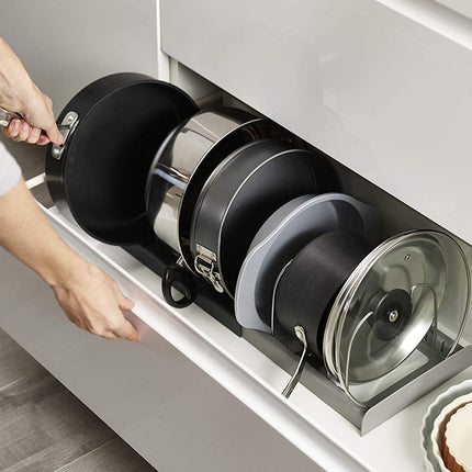 Telescopic Kitchen Storage Rack Table Top Pot Lid Holder Drawer Organizer Shelf