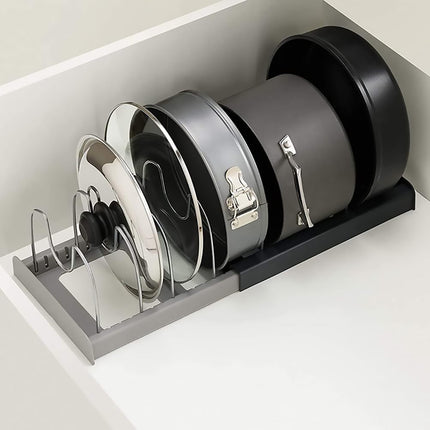 Telescopic Kitchen Storage Rack Table Top Pot Lid Holder Drawer Organizer Shelf