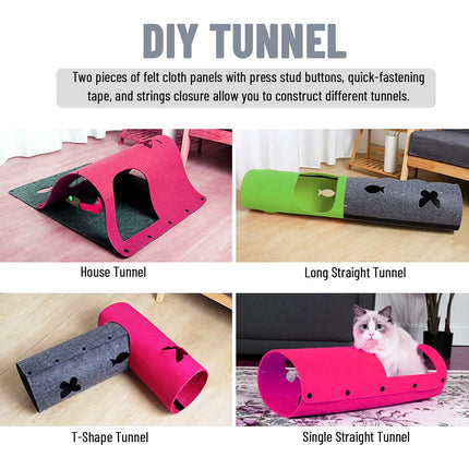 Felt Cat Tunnel Play Passage For Cats Interactive Fun Hideaway For Pets Indoor