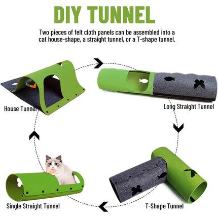 Felt Cat Tunnel Play Passage For Cats Interactive Fun Hideaway For Pets Indoor