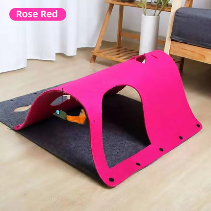 Felt Cat Tunnel Play Passage For Cats Interactive Fun Hideaway For Pets Indoor