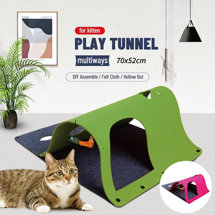 Felt Cat Tunnel Play Passage For Cats Interactive Fun Hideaway For Pets Indoor