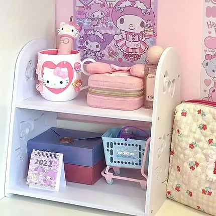 Cute Cartoon 2 Tier Desktop Storage Organizer Shelf Small Display Rack