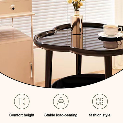 Trendy Black Round Coffee Side Table Modern Minimalist End Table for Living Room