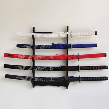 5-Tier Sword Holder Wall Mount Samurai Stand Display Katana Wall Hanger Rack