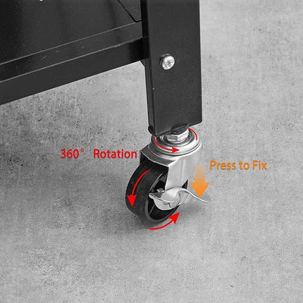 3-Tier Black Foldable Kitchen Storage Rack No-Drill Microwave Oven Shelf Stand