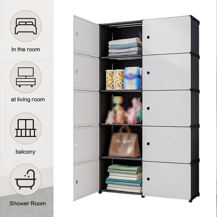 Floor-Standing Storage Cabinet with Magnetic Door Dust Proof for Clothes Shoes