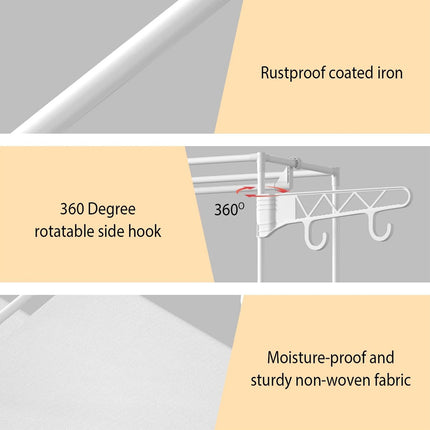 Multi Function Zoned Floor Standing Clothes Coat Rack Space Saving Stable Sturdy