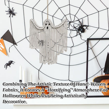 Halloween Ghost Hanging Decoration Handwoven Cotton for Home Party Yard Porch
