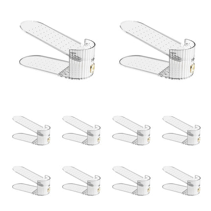 10pcs Plastic Shoe Rack Double Layer Adjustable Simple Shoe Storage Organizer