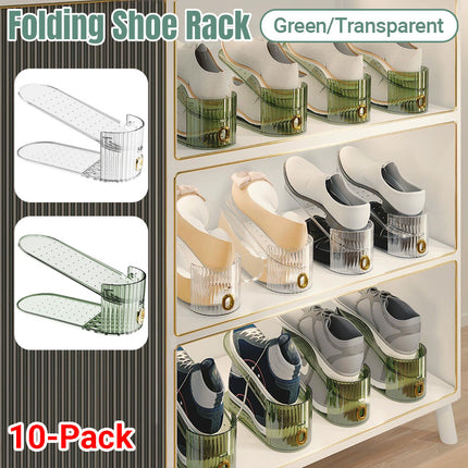 10pcs Plastic Shoe Rack Double Layer Adjustable Simple Shoe Storage Organizer