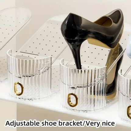 10pcs Plastic Shoe Rack Double Layer Adjustable Simple Shoe Storage Organizer